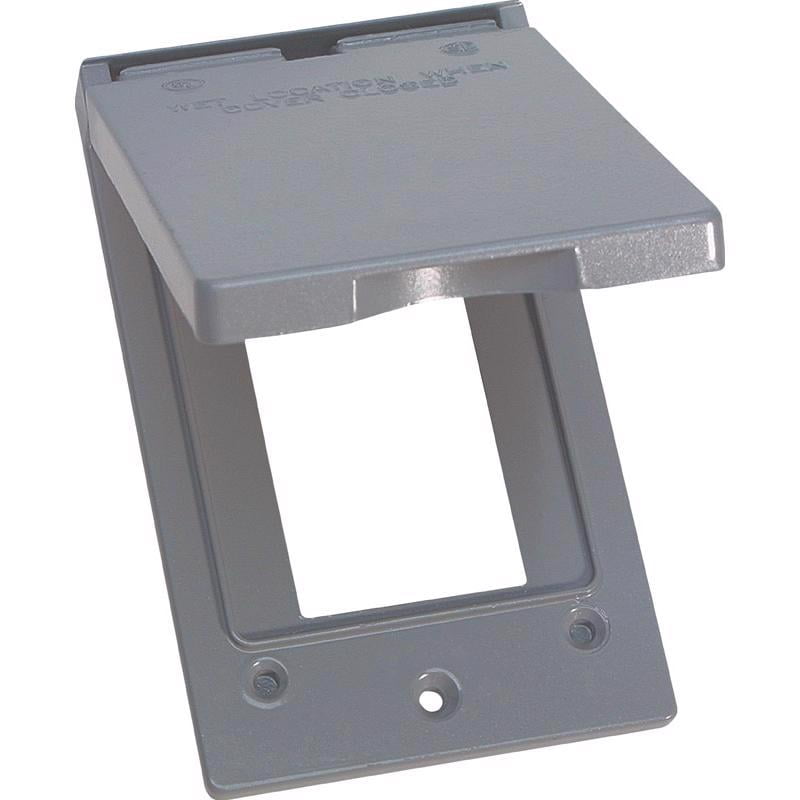 Sigma Electric 1-Gang Vertical GFCI Weatherproof Cover – Gray, Die-Cast With Self-Closing Lid For Outdoor Receptacles