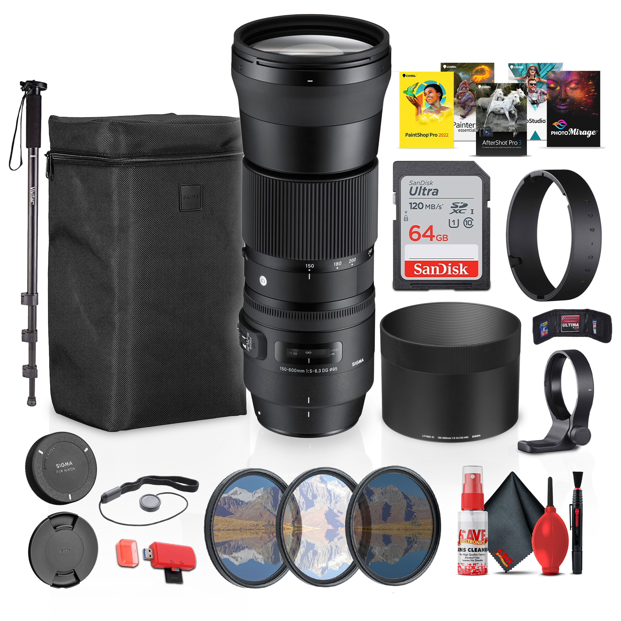Sigma 150-600mm F5-6.3 DG Contemporary Nikon Mount Bundle 