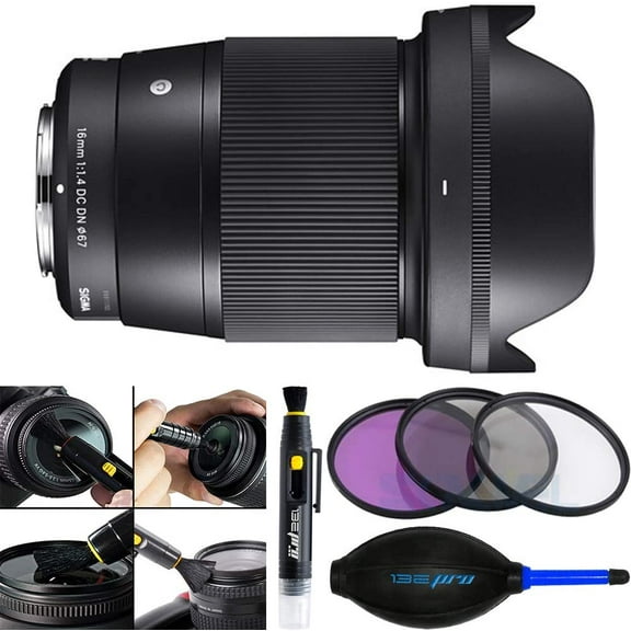 Sigma 16mm f/1.4 DC DN Contemporary Lens for Sony E - Buzz Essential Accessories Bundle