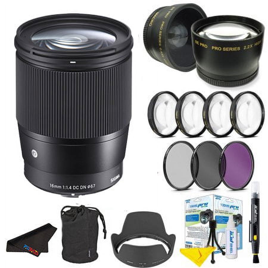 Sigma 16mm f/1.4 DC DN Contemporary Lens for Sony E + Pixi