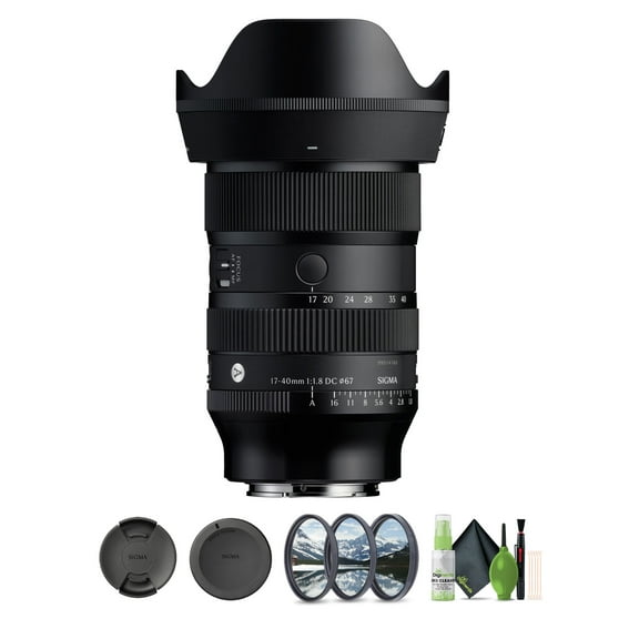 Sigma 17-40mm f/1.8 DC Art Lens Sony E (214965) Bundle. The Ideal Lens for Professional Portraits, Weddings Indoor/Outdoor Adventure, Wildlife, Travel, Sarfari, Vacation, Photo use + Accessories