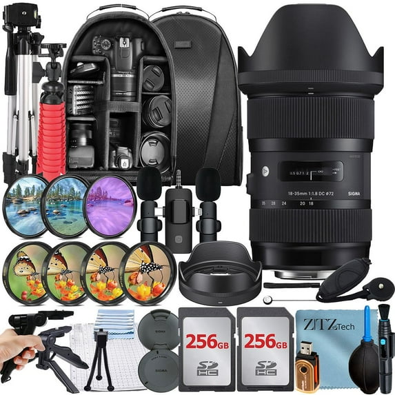 Sigma 18-35mm f/1.8 DC HSM Art Lens Nikon F Mount Bundle with 2 Pack 256GB Memory Card + Case + Filter Kit + ZeeTech Accessory Bundle