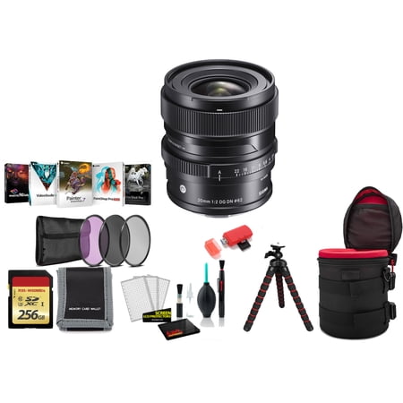 Sigma 20mm F/2 DG DN Contemporary Lens for Leica L (490969) L-Mount Lens/ Full-Frame Format - Bundle with 256GB Memory Card + Tripod + More