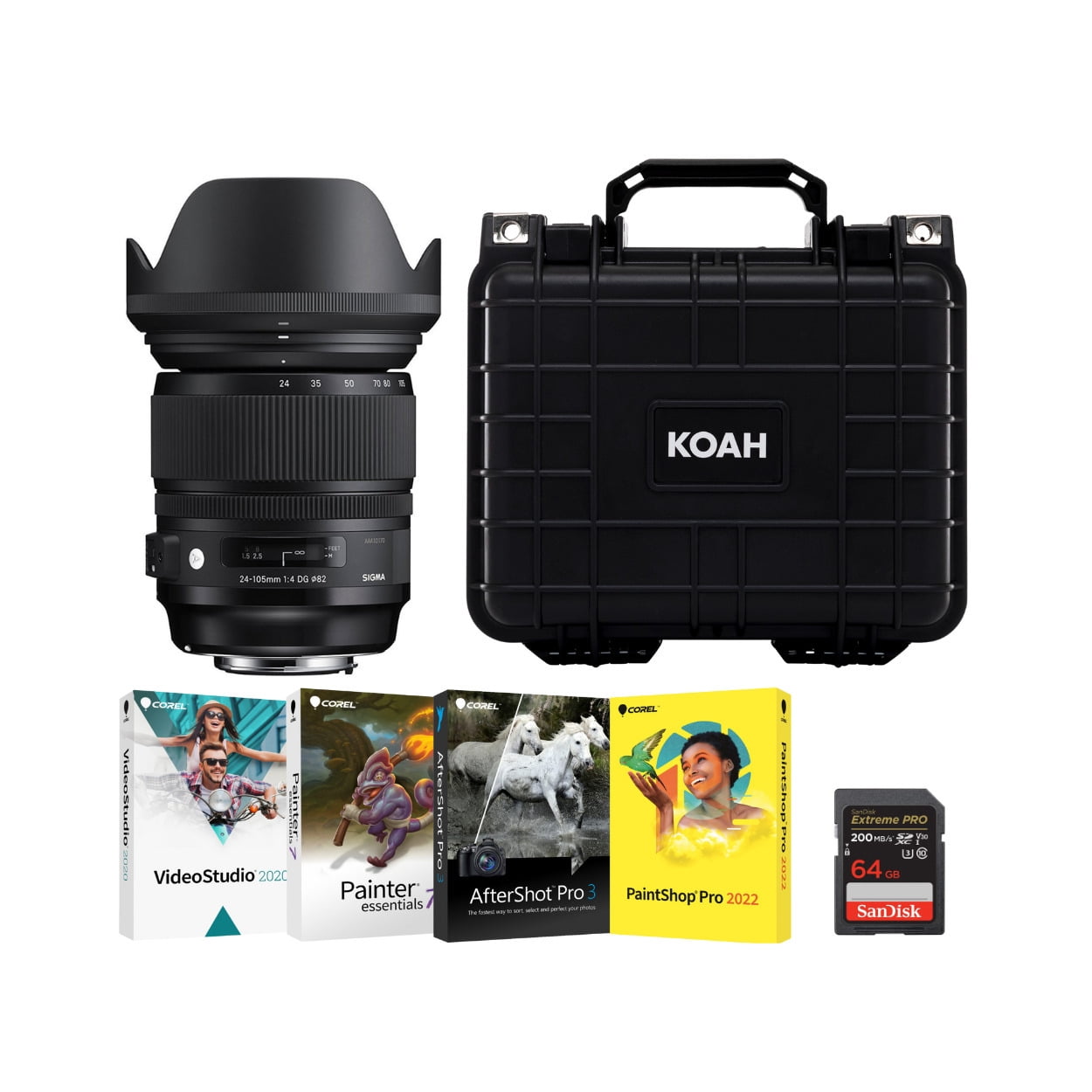 Sigma 24-105mm F4.0 Art DG OS HSM Lens for Nikon Hard Case Travel