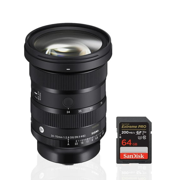 Sigma 24-70MM F2.8 DG DN II ART Lens, L Mount + SanDisk 64GB Extreme Pro SDXC UHS-I Memory Card
