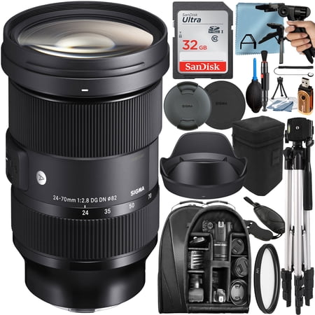 Sigma 24-70mm F/2.8 DG DN Art Lens for Sony E with 32GB Memory Card + Tripod + Backpack + A-Cell Accessory Bundle (International Version)