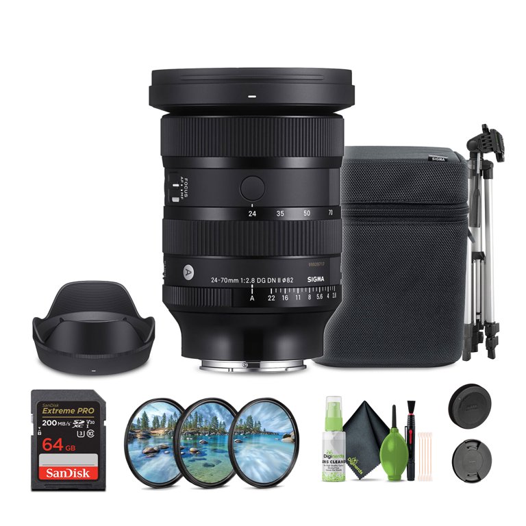 Sigma 24-70mm f/2.8 DG DN II Art Lens (Sony E) + 64GB Card + Lens