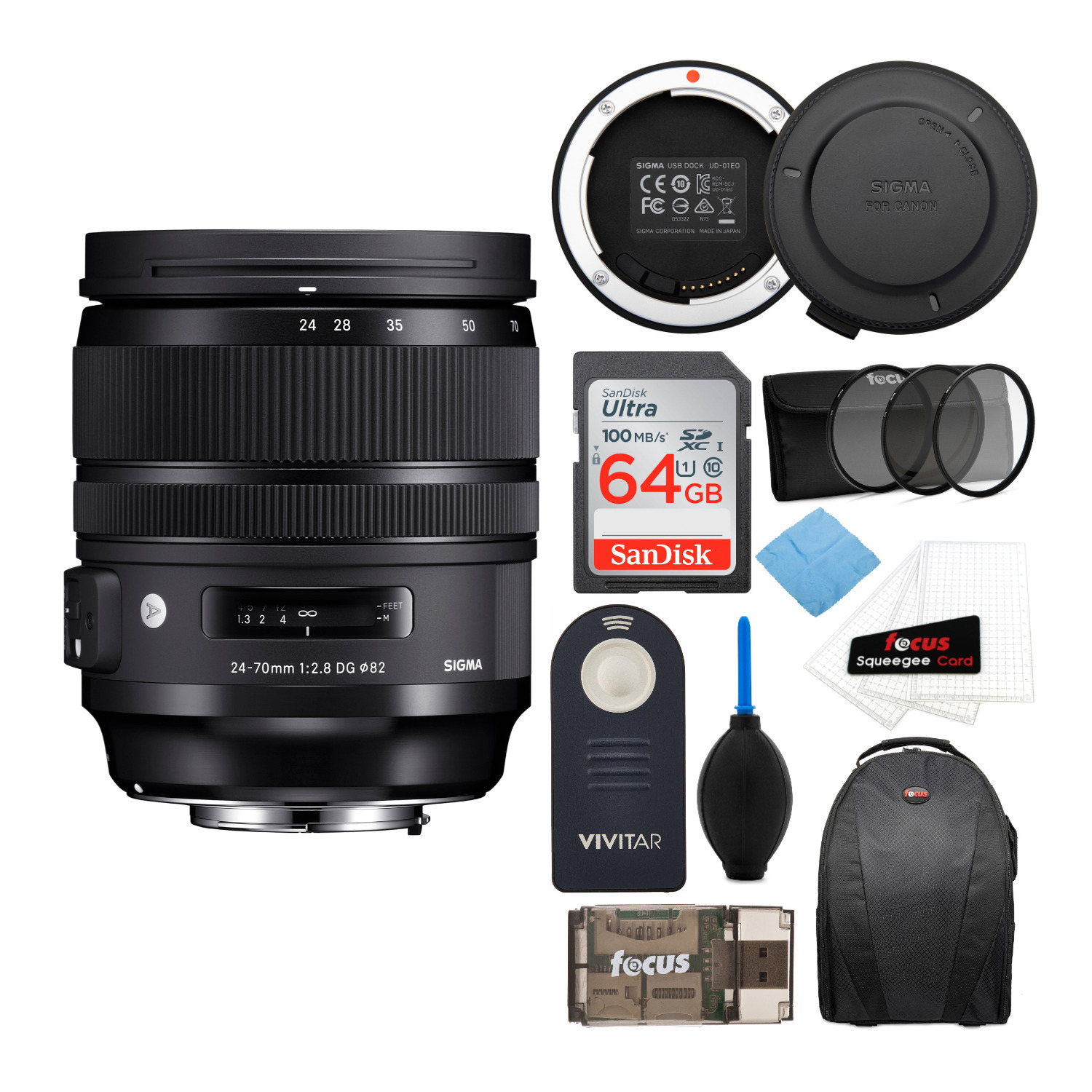 Sigma 24-70mm f/2.8 DG OS HSM ART Lens for Canon EF with USB Dock 