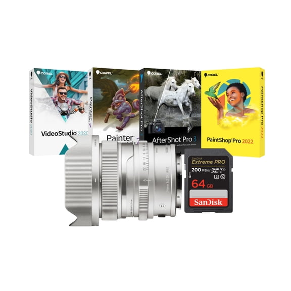 Sigma 24mm F2 DG Full-Frame Manual Aperture Ring Contemporary Lens (Silver, L Mount) Bundle with Software Suite and Memory Card (3 Items)