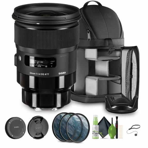 Sigma 24mm f/1.4 DG HSM Art Sony E Mount (MFR Part # 401965) Bundle Ideal for Professional Portraits Weddings Indoor/Outdoor Adventure, Wildlife, Travel and Photography use + Accessories