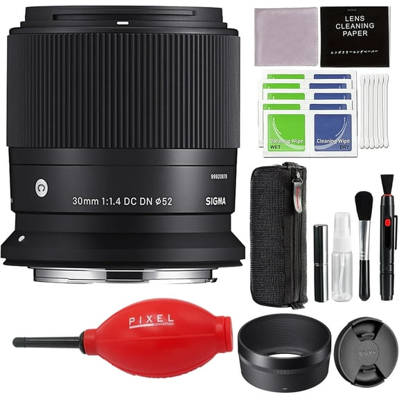 Sigma 30mm f/1.4 DC DN Contemporary Lens for RF Mount with Advanced Accessory and Travel Bundle (Sigma 4-Year USA Warranty) | Sigma 30mm f1.4 rf mount