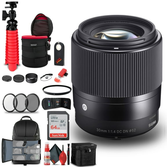Sigma 30mm f/1.4 DC DN Contemporary Lens for Sony E (302965) Bundle