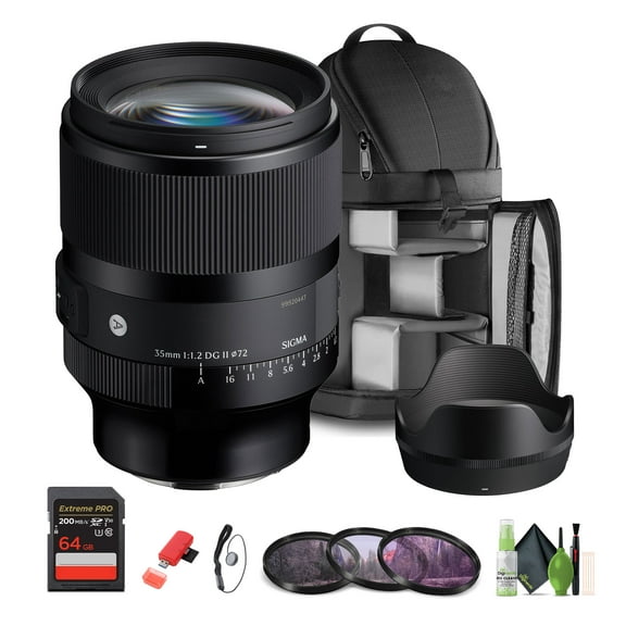 Sigma 35mm f/1.2 DG II Art Lens L-Mount (370969) Bundle. The Ideal Lens for Professional Portraits, Weddings Indoor/Outdoor Adventure, Wildlife, Travel, Sarfari, Photography use + Accessories