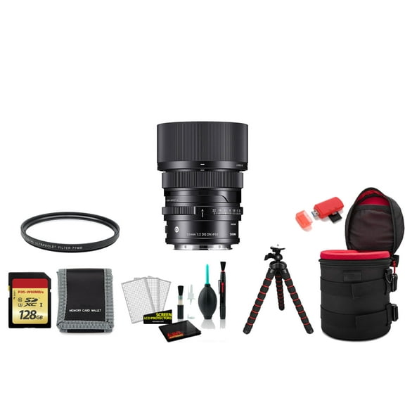 Sigma 50mm F/2 DG DN Contemporary Lens (L-Mount) Full Frame Format 314969 - Bundle with 128GB Memory Card + Tripod + UV Filter and More