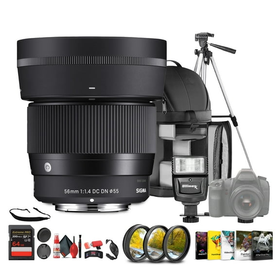 Sigma 56mm f/1.4 DC DN Contemporary Lens (351965) for Sony E Mount Bundle Perfect for Professional Portraits Weddings Indoor/Outdoor Adventure Wildlife Travel & Vacation use Plus Accessories