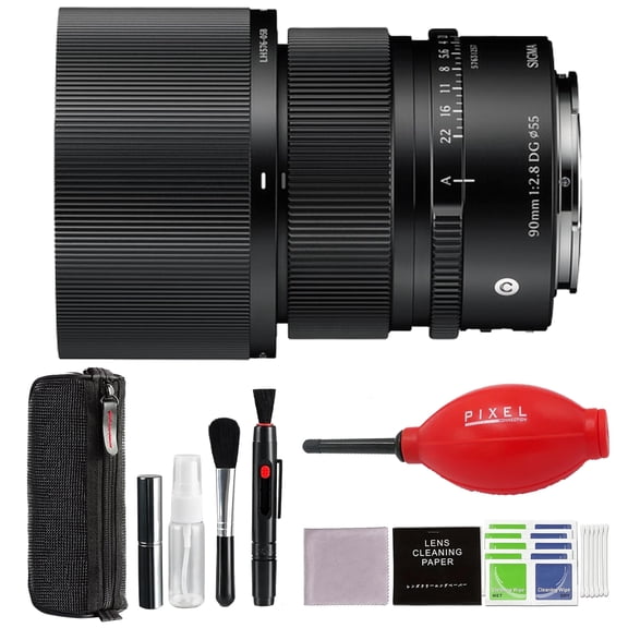 Sigma 90mm f/2.8 DG Contemporary Lens Compatible with Sony E with Advanced Accessory and Travel Bundle | 26B965 | 90mm Lens for Sony E