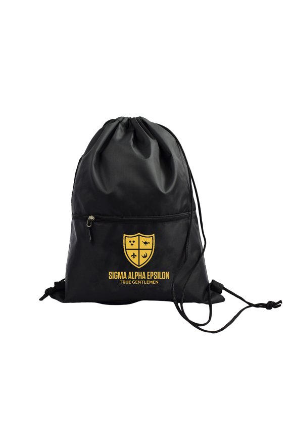 Sigma Alpha Epsilon Fraternity Black Drawstring Backpack, Sports Bag, Travel Carryall