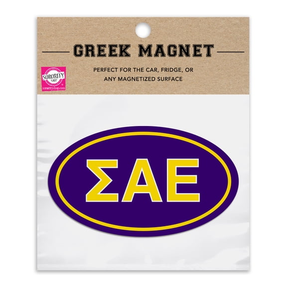 Sigma Alpha Epsilon Oval Fraternity Car Magnet Set of 2 - Removable, No Residue, All-Weather Magnets for Fraternity Guys and Student Drivers