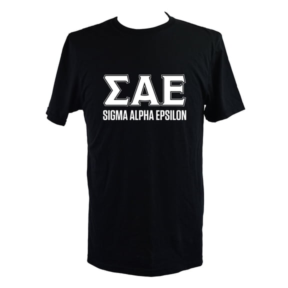 Sigma Alpha Epsilon T-Shirt - Varsity Letter Fraternity Tee, 100% Cottont, Size Extra Large