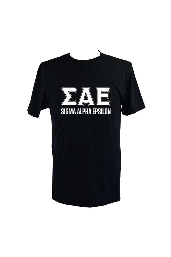 Sigma Alpha Epsilon T-Shirt - Varsity Letter Fraternity Tee, 100% Cottont, Size Large