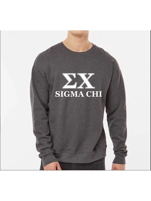 Sigma Chi Sweatshirt, Crewneck Sweatshirt with Varsity Greek Letters Design - Size Medium
