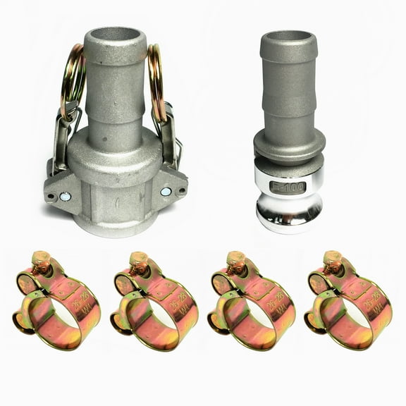 Sigma E100 100C 1" Aluminum Female Male Camlock Hose Barb Coupler Adapter &Clamp