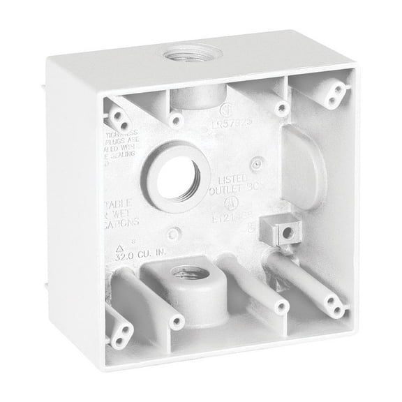 Sigma Electric 14350WH Square White Aluminum 2 Gang Box