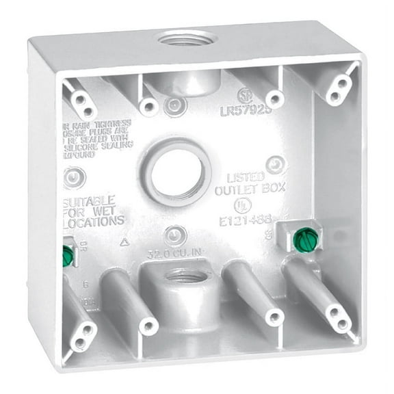 Sigma Electric 14350WH Square White Aluminum 2 Gang Box