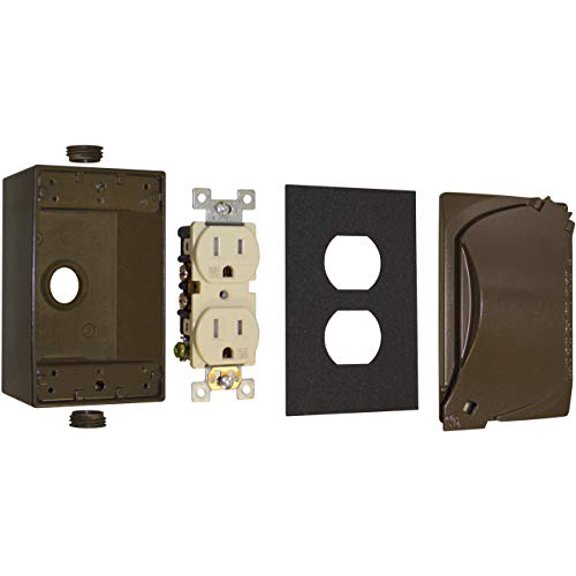 Sigma Electric, Bronze 16446BR TRWR Duplex Receptacle Kit with Universal Cover