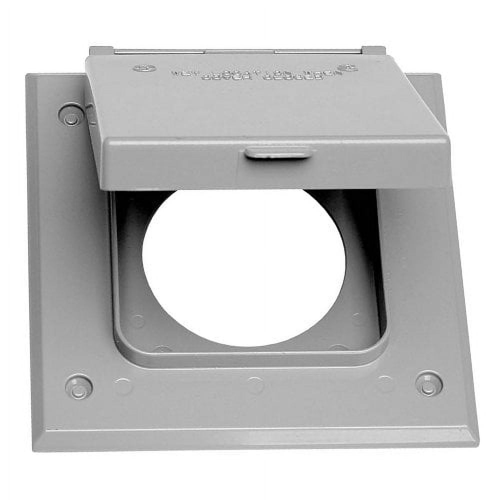 Gray Metal 2-Gang Weatherproof Outlet Cover