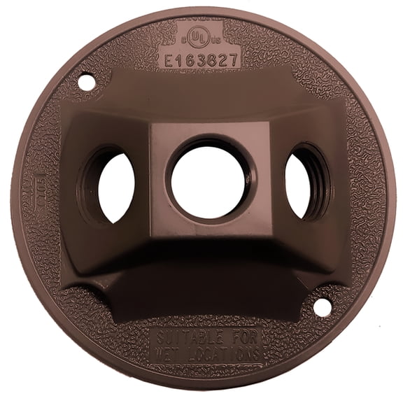 Sigma Engineered Solutions (14383BR) Metal Weatherproof Round 1/2-Inch 3-Hole Lamp Holder Cluster Cover, Bronze