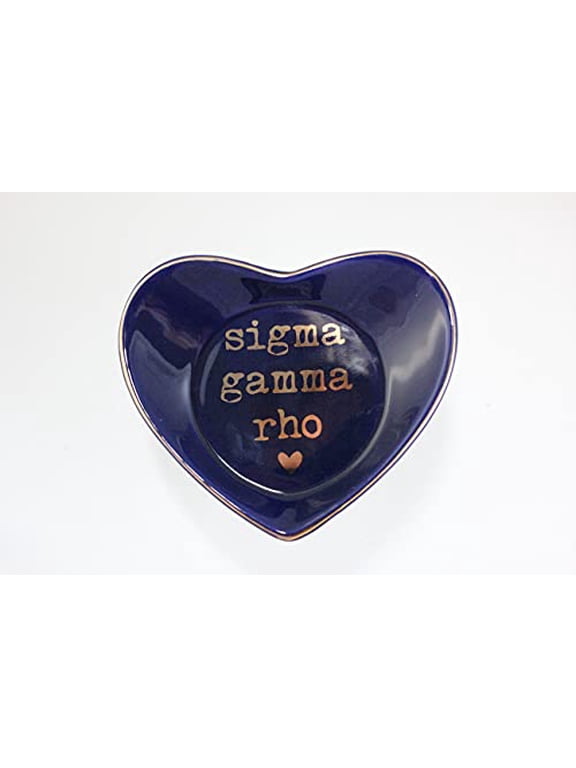 Sigma Gamma Rho Jewelry Dish - Heart-Shaped High-gloss finish Ceramic tray with Gold Detailing, Multi-Function Ceramic Ring Dish for Home or Office, Ideal for Jewelry and Keys