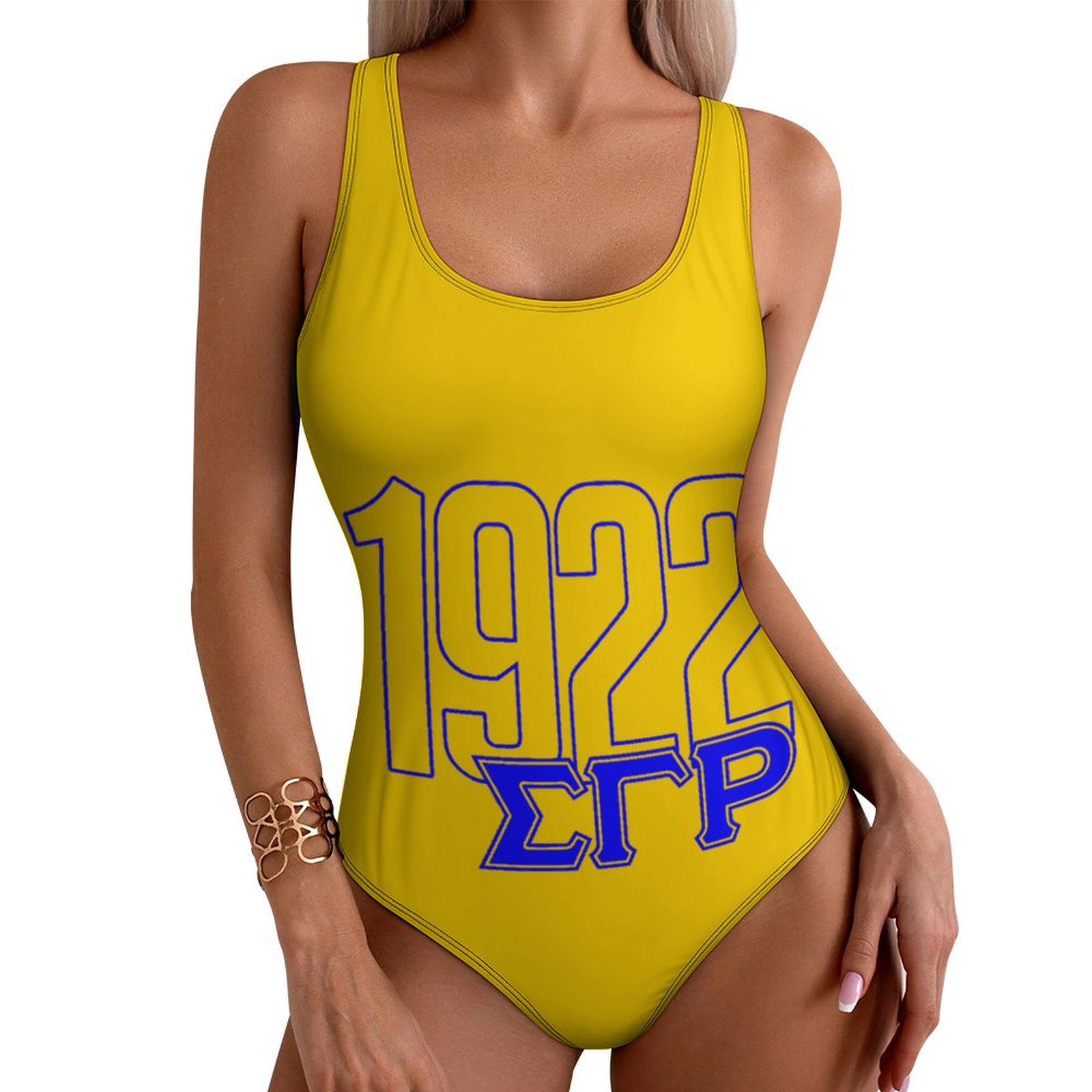 Women's One Piece Swimsuit - Criss Cross Back, Color Block Print, Athletic Modest Swimwear - View #3