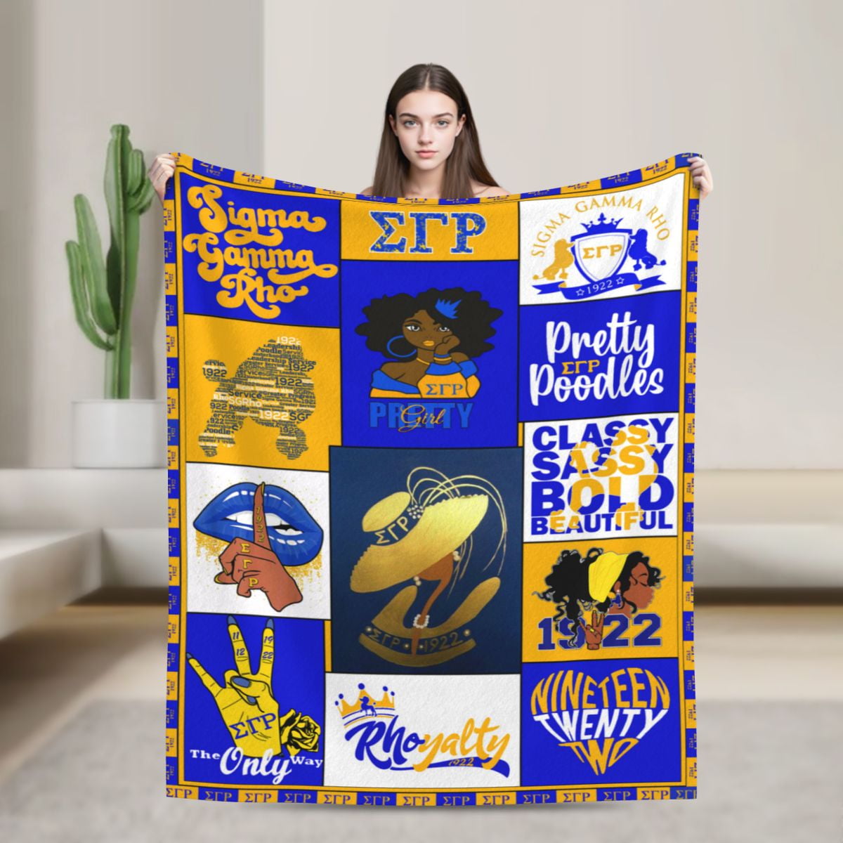 Sigma Gamma Rho Sorority Paraphernalia Gifts for Women Lightweight Flannel Throw Blankets 1922 Poodle Gifts Idea 80"x60"