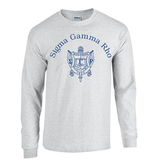 Sigma Gamma Rho World Famous Crest Long Sleeve T-Shirt Medium Light Grey