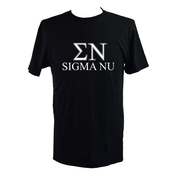 Sigma Nu T-Shirt - Varsity Letter Fraternity Tee, 100% Cottont, Size Large