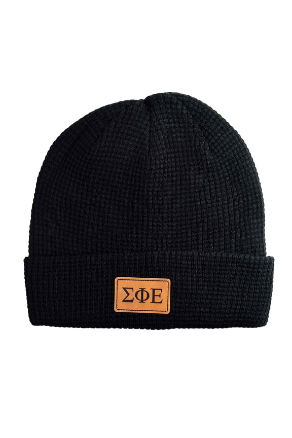 Sigma Phi Epsilon Fraternity Hat, Black Winter Beanie Hat with Greek Letters Patch