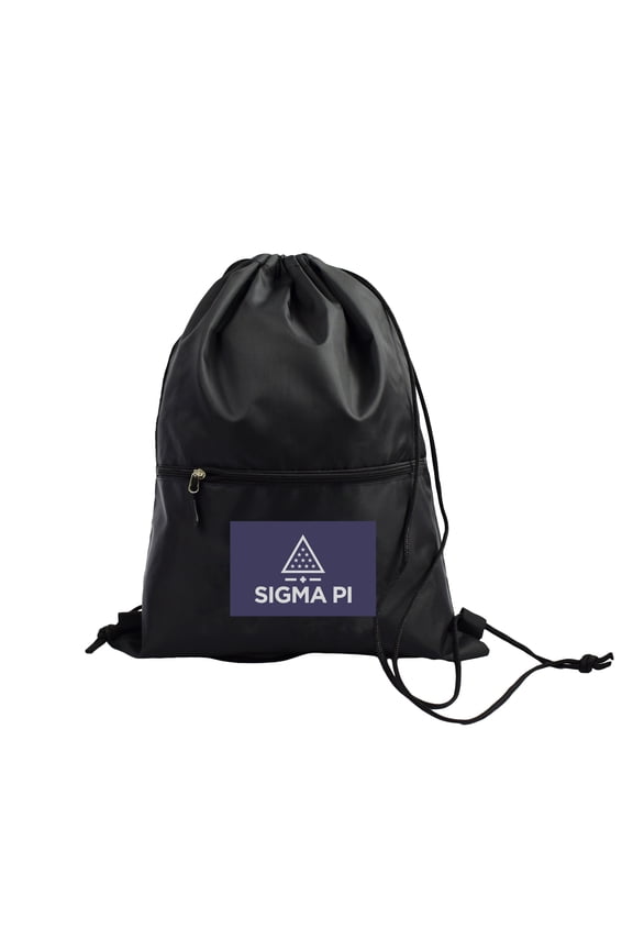 Sigma Pi Fraternity Black Drawstring Backpack, Sports Bag, Travel Carryall