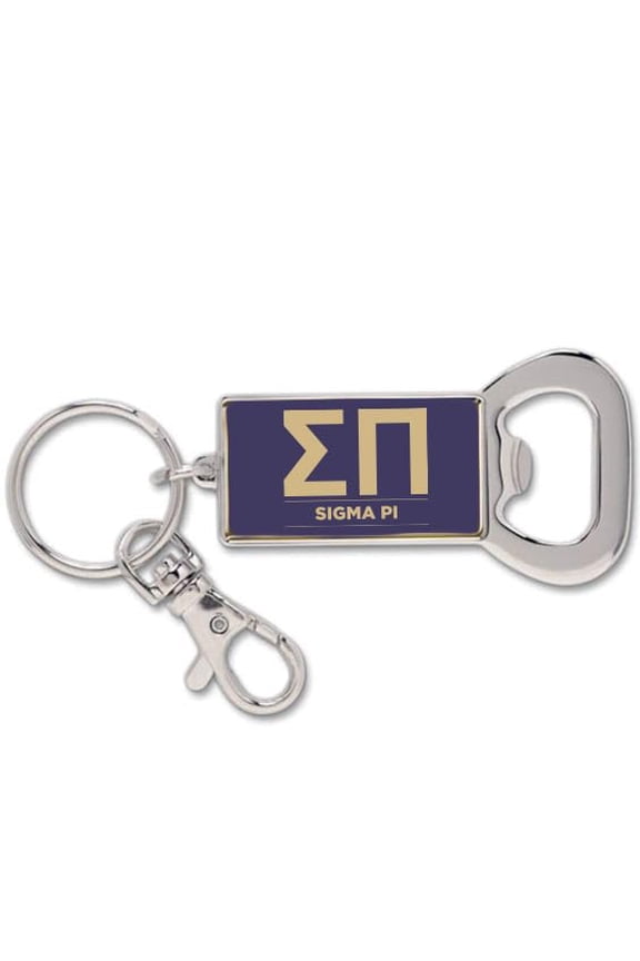 Sigma Pi Fraternity Keychain - Flat Bottle Opener with Greek Letters and Fraternity Name in Official Colors, Sigma Pi Keyring