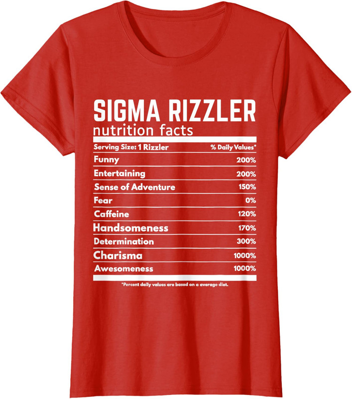 Sigma Rizzler Nutrition Facts Tee - Funny Gen Z Meme Internet Humor ...