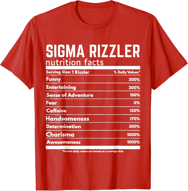 Sigma Rizzler Nutrition Facts Tee - Funny Gen Z Meme Internet Humor ...