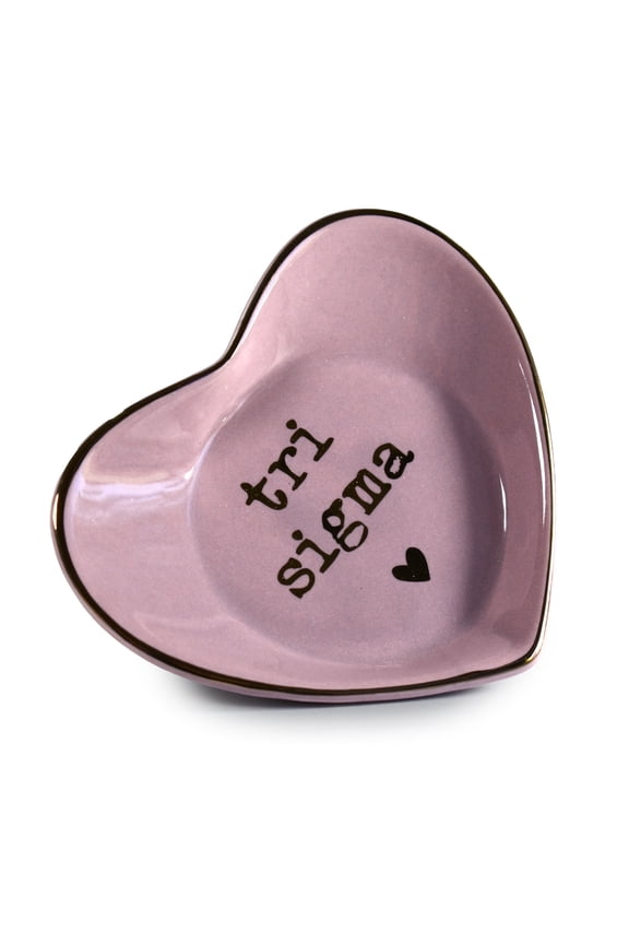 Sigma Sigma Sigma Jewelry Dish - Heart-Shaped High-gloss finish Ceramic tray with Gold Detailing, Multi-Function Ceramic Ring Dish for Home or Office, Ideal for Jewelry and Keys