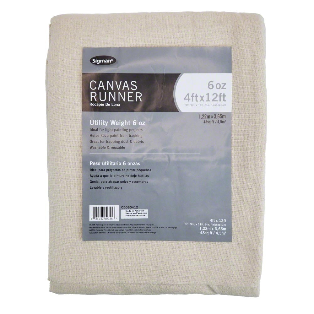 Sigman 4' x 12' 6 oz Canvas Drop Cloth