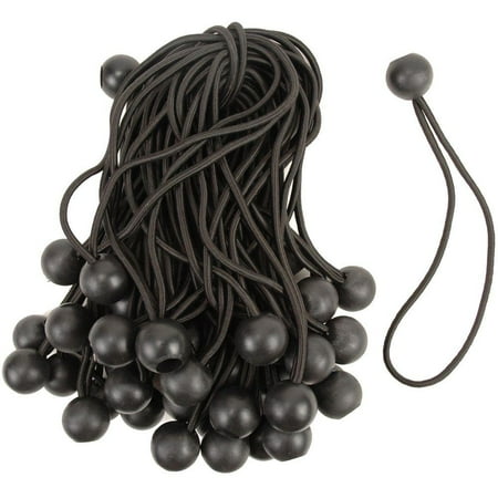 Sigman 6 in. Tarp Ball Bungee (50-Pack) - Rubber Bungee with Ball for Tarps and Canopies - Black Color