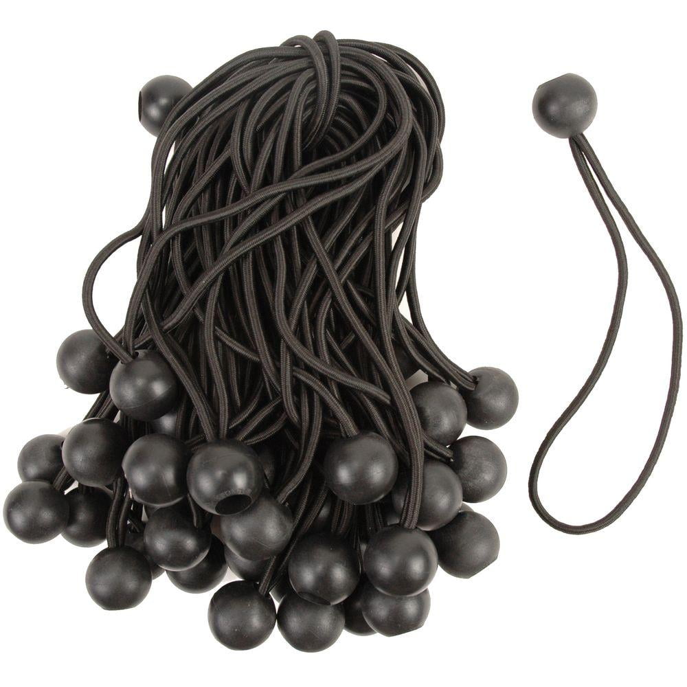9 Planen-Ball-Bungee-Seil, 100Pcs Bungee-Seile mit Bällen, Schwarz