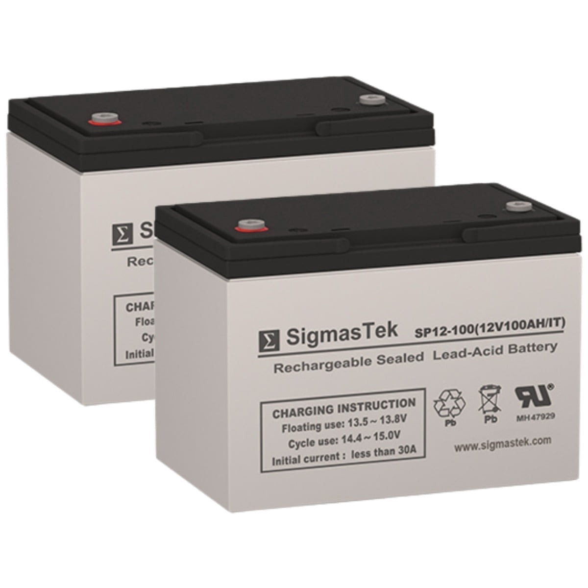 SigmasTek 12 Volt 100 Amp IT Deep Cycle Battery - Set of 2, SLA AGM 12V 100Ah Rechargeable
