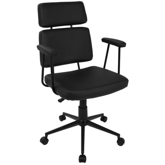 Sigmund Contemporary Adjustable Office Chair in Black Faux Leather by LumiSource
