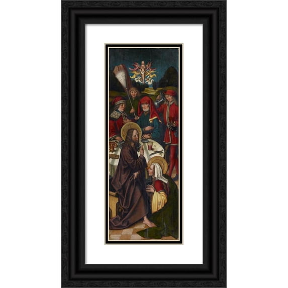 Sigmund Holbein 9x18 Black Ornate Wood Framed Double Matted Museum Art Print Titled - Christ in the House of Simon (1495-1500)