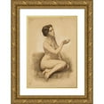 thumbnail image 1 of Sigmund Lipinsky 18x24 Gold Ornate Framed and Double Matted Museum Art Print Titled - Kneeling Female Act (C.1912), 1 of 4