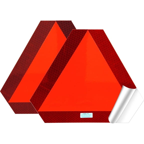 Sign  (2), Slow Moving Vehicle Triangle Emblem with Adhesive Back, 1000’ Visibility for Tractor, AG Equipment, Golf Cart & UTV, Grade ASAE S276.8 Certified